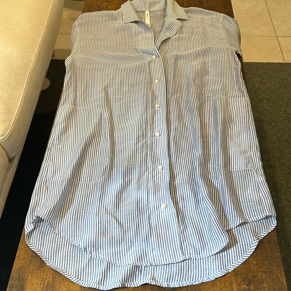 Stripped long shirt dress or coverup